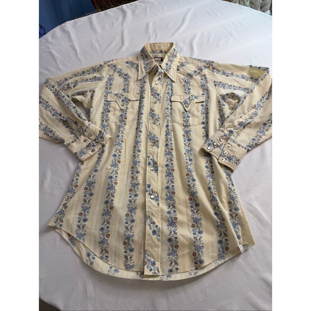 Fenton Vintage Pearl Snap Floral Vintage Button Up Shirt Size 15 1/2-33